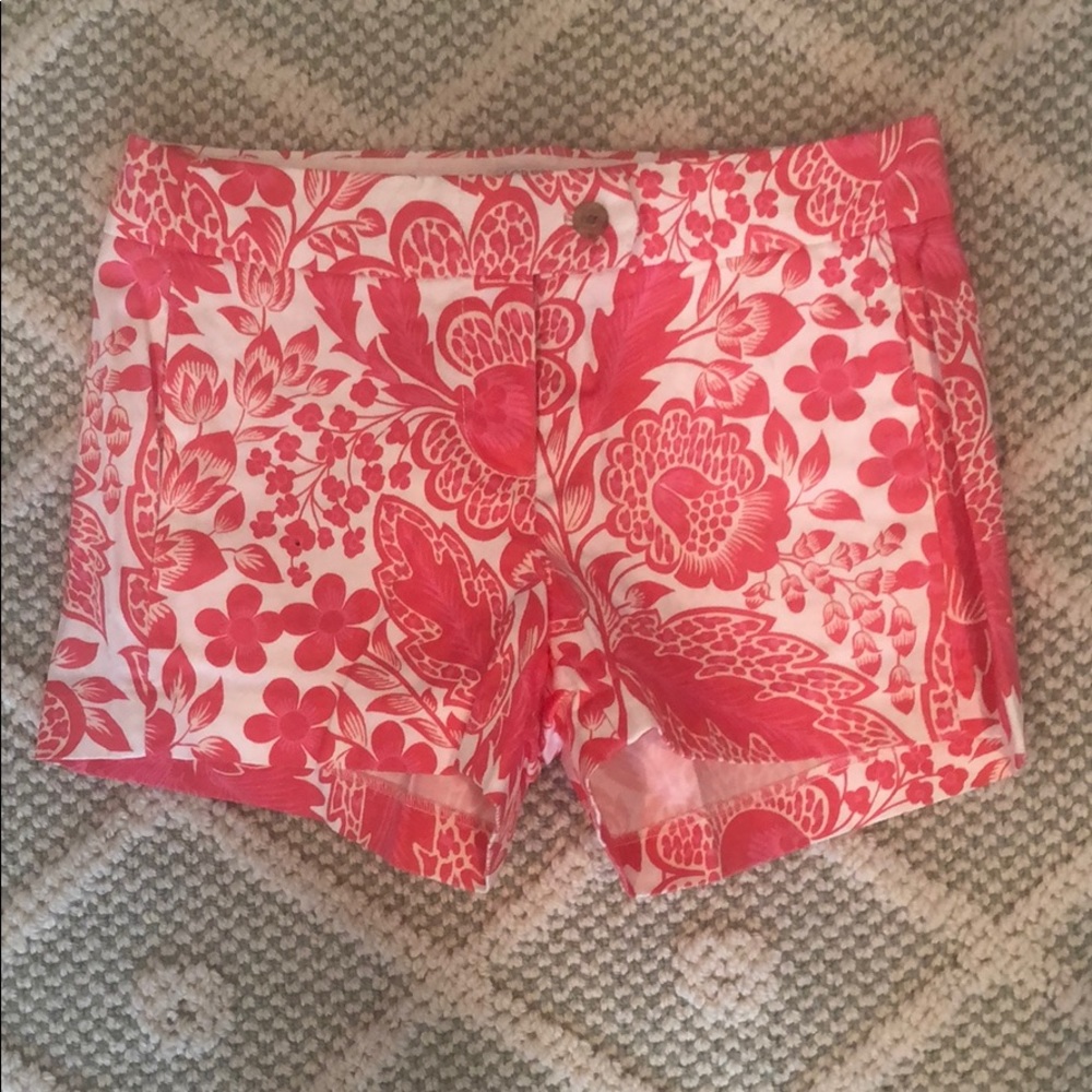 J crew pink and white floral patterned shorts